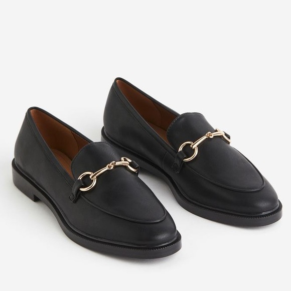 H&M Shoes - H&M Black and Gold Loafers Chunky Sole Loafers Black Loafers
